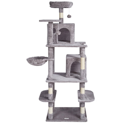 VEVOR Cat Tree 174 cm Cat Tower with Cat Condos Sisal Scratching Post Light Grey