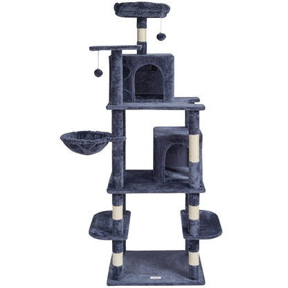 VEVOR Cat Tree 174 cm Cat Tower with Cat Condos Sisal Scratching Post Dark Grey