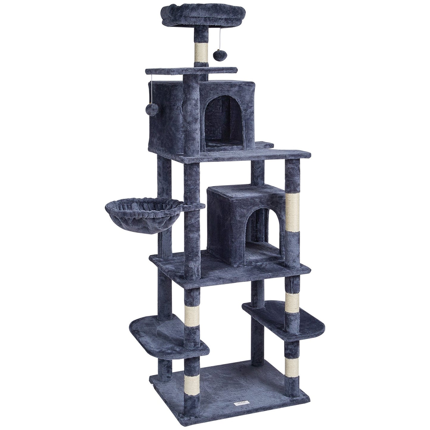VEVOR Cat Tree 174 cm Cat Tower with Cat Condos Sisal Scratching Post Dark Grey