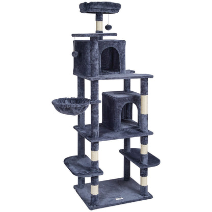 VEVOR Cat Tree 174 cm Cat Tower with Cat Condos Sisal Scratching Post Dark Grey