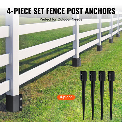 VEVOR Fence Post Anchor Ground Spike 4 Pack 36 x 4 x 4 In Metal Fence Stakes