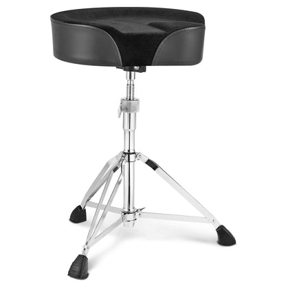 VEVOR Saddle Drum Throne, 560-705 mm Height Adjustable, Padded Drum Stool Seat with Anti-Slip Feet Drumsticks 227 kg Max Weight Capacity, Swivel Drum Chair for Drummers