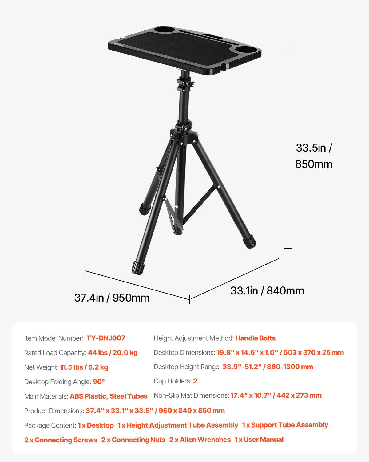 VEVOR Stationary Cycling Desk Bike Trainer Fitness Desk with Triangle Support