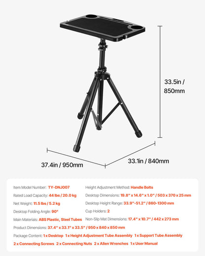 VEVOR Stationary Cycling Desk Bike Trainer Fitness Desk with Triangle Support