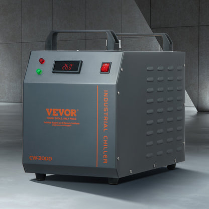 VEVOR Industrial Water Chiller, CW-3000, 80W Air-Cooled Industrial Water Cooler Cooling System with 12 L Water Tank Capacity 12 L/min Maximum Flow Rate, for Laser Engraving Machine Cooling Machine