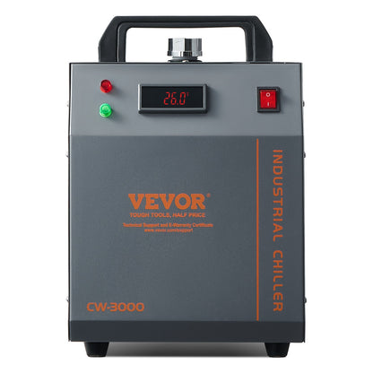 VEVOR Industrial Water Chiller, CW-3000, 80W Air-Cooled Industrial Water Cooler Cooling System with 12 L Water Tank Capacity 12 L/min Maximum Flow Rate, for Laser Engraving Machine Cooling Machine