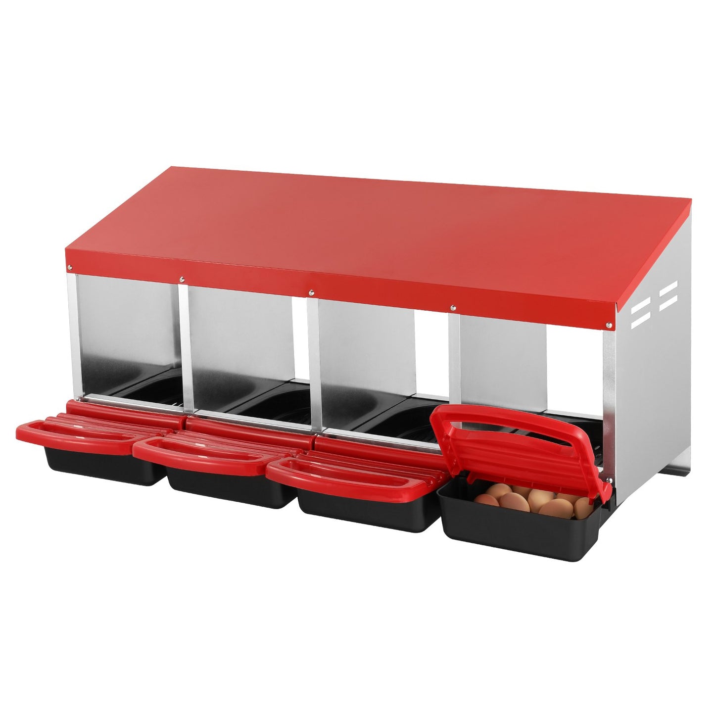 VEVOR 4-Compartment Chicken Nest Box Metal Box with Inclined Nesting Boxes