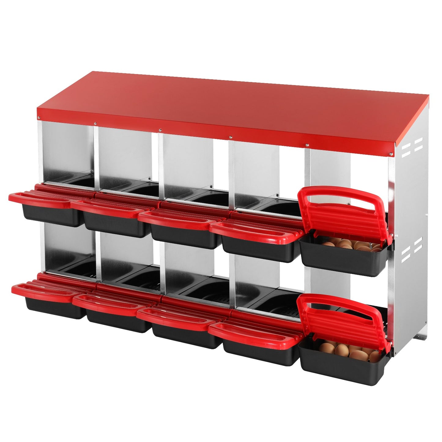 VEVOR 10-Compartment Chicken Nest Box Mental Box with Inclined Nesting Boxes
