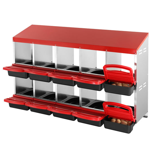 VEVOR 10-Compartment Chicken Nest Box Mental Box with Inclined Nesting Boxes