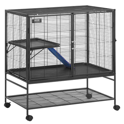 VEVOR 39" Metal Small Animal Cage 2-Tier Rolling Ferret Cage with Tray A Ramp