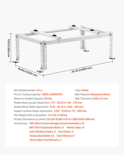 VEVOR Mini Split Ground Stand Adjustable Anti Vibration for 9000-24000 BTU
