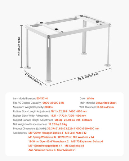 VEVOR Mini Split Ground Stand Adjustable Anti Vibration for 9000-36000 BTU