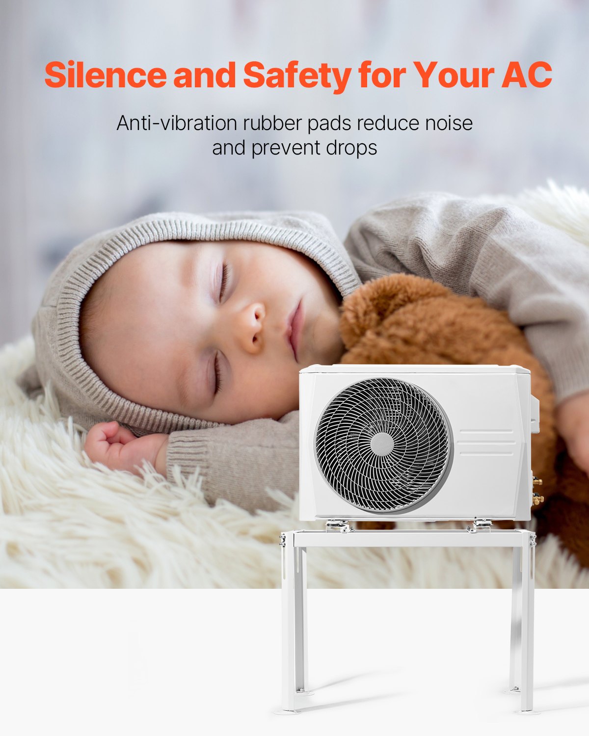 VEVOR Mini Split Ground Stand Adjustable Anti Vibration for 9000-18000 BTU