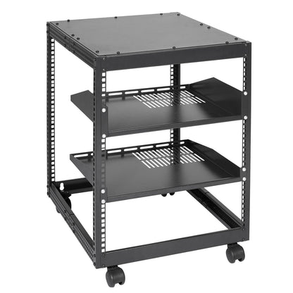 VEVOR 12U Open Frame Server Rack, 15''-40'' Adjustable Depth, Free Standing or Wall Mount Network Server Rack, 4 Post AV Rack with Casters, Holds All Your Networking IT Equipment AV Gear Router Modem