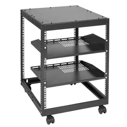 VEVOR 12U Open Frame Server Rack, 15''-40'' Adjustable Depth, Free Standing or Wall Mount Network Server Rack, 4 Post AV Rack with Casters, Holds All Your Networking IT Equipment AV Gear Router Modem