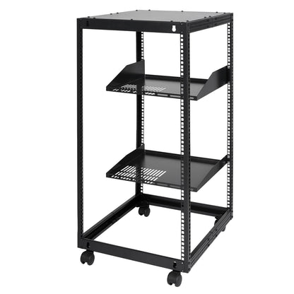 VEVOR 20U Open Frame Server Rack, 15''-40'' Adjustable Depth, Free Standing or Wall Mount Network Server Rack, 4 Post AV Rack with Casters, Holds All Your Networking IT Equipment AV Gear Router Modem