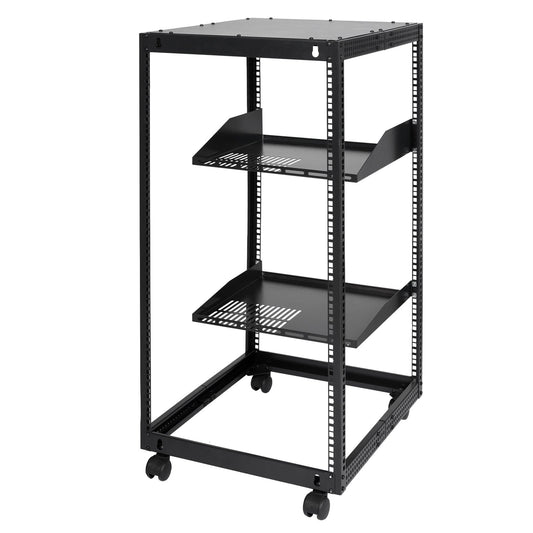 VEVOR 20U Open Frame Server Rack, 15''-40'' Adjustable Depth, Free Standing or Wall Mount Network Server Rack, 4 Post AV Rack with Casters, Holds All Your Networking IT Equipment AV Gear Router Modem