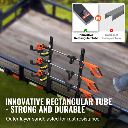 VEVOR 3-Place Weeder Trimmer Rack Holder for Open Landscape Trailer Lockable