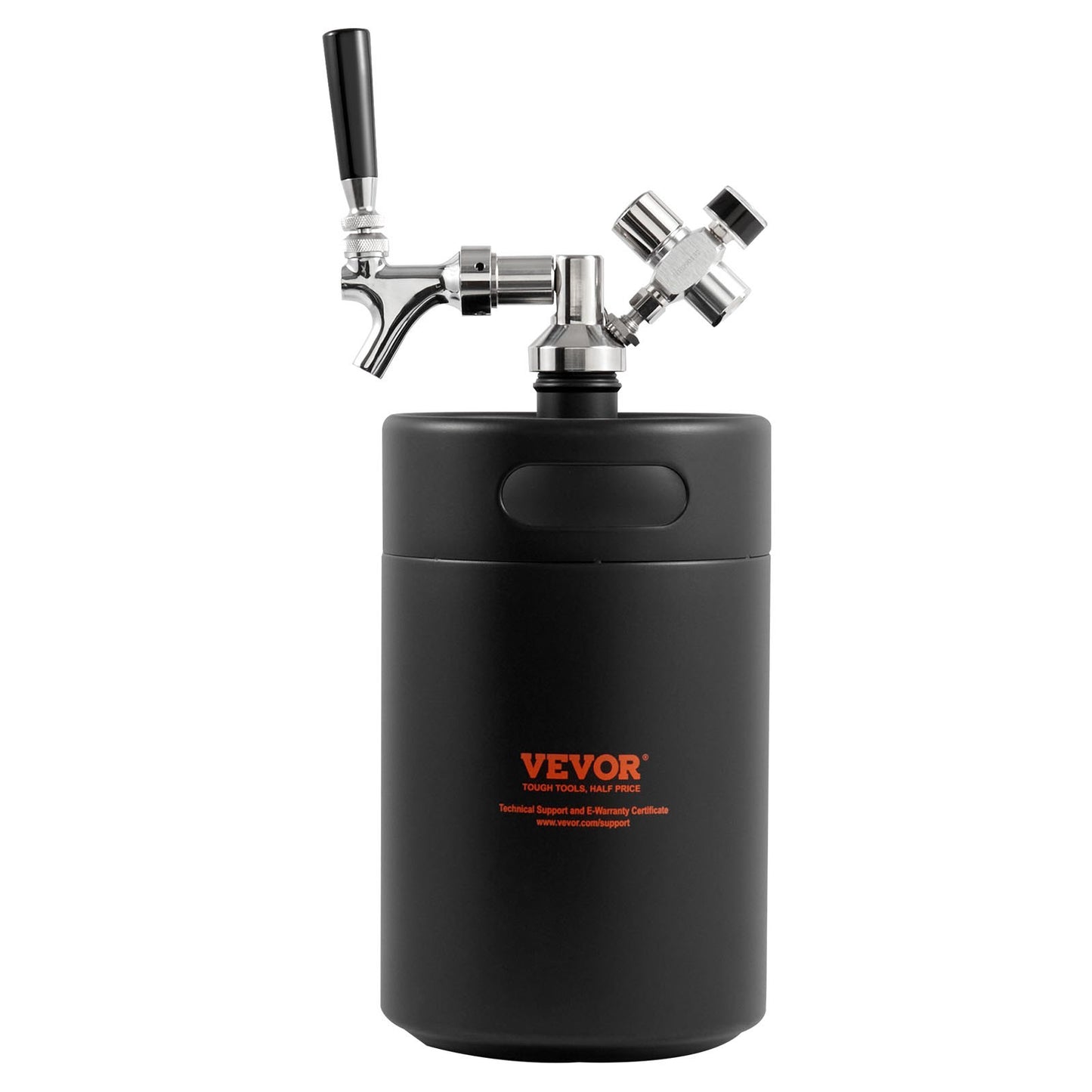 VEVOR Beer Growler Tap System, 5L Mini Keg, 304 Stainless Steel Pressurized Beer Growler, Keg Growler with Pressure Display, CO2 Regulator Faucet, Leak-Proof Ring For Draft, Homebrew, Craft Beer