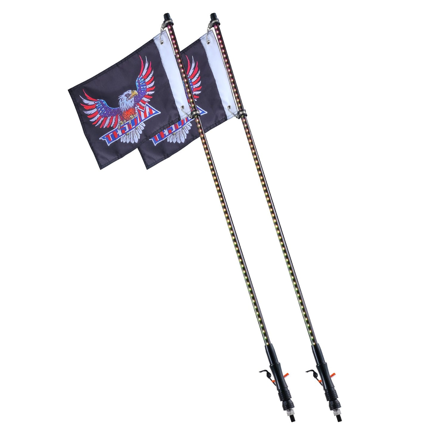 VEVOR 2 PCS 3 FT Whip Light, APP & RF Remote Control Led Whip Light, Waterproof RGB Chasing Lighted Whips with 4 Flags, for UTVs, ATVs, Motorcycles, RZR, Can-am, Trucks, Off-road, Go-karts