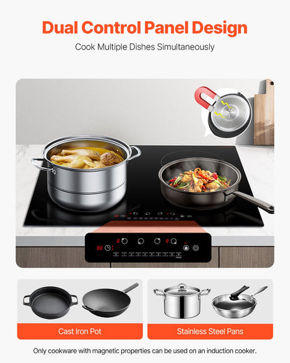 VEVOR 6000W 4 Burner Induction Cooktop Electric Countertop Burner Touch Control