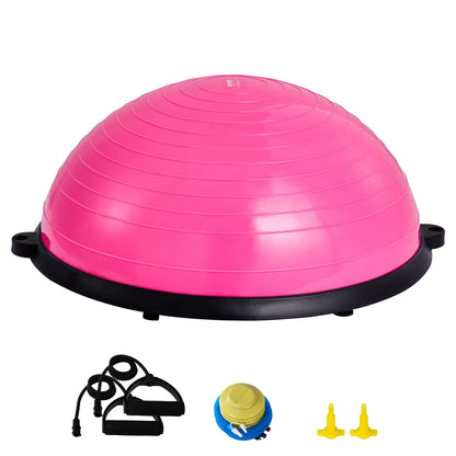 VEVOR Half Exercise Ball Trainer, 23 inch Balance Ball Trainer, 660lbs Capacity Stability Ball, Yoga Ball with Resistance Bands & Foot Pump, Strength Fitness Ball for Home Gym, Full Body Workout, Pink