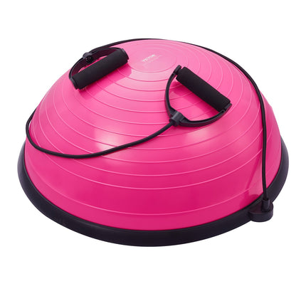 VEVOR Half Exercise Ball Trainer, 23 inch Balance Ball Trainer, 660lbs Capacity Stability Ball, Yoga Ball with Resistance Bands & Foot Pump, Strength Fitness Ball for Home Gym, Full Body Workout, Pink