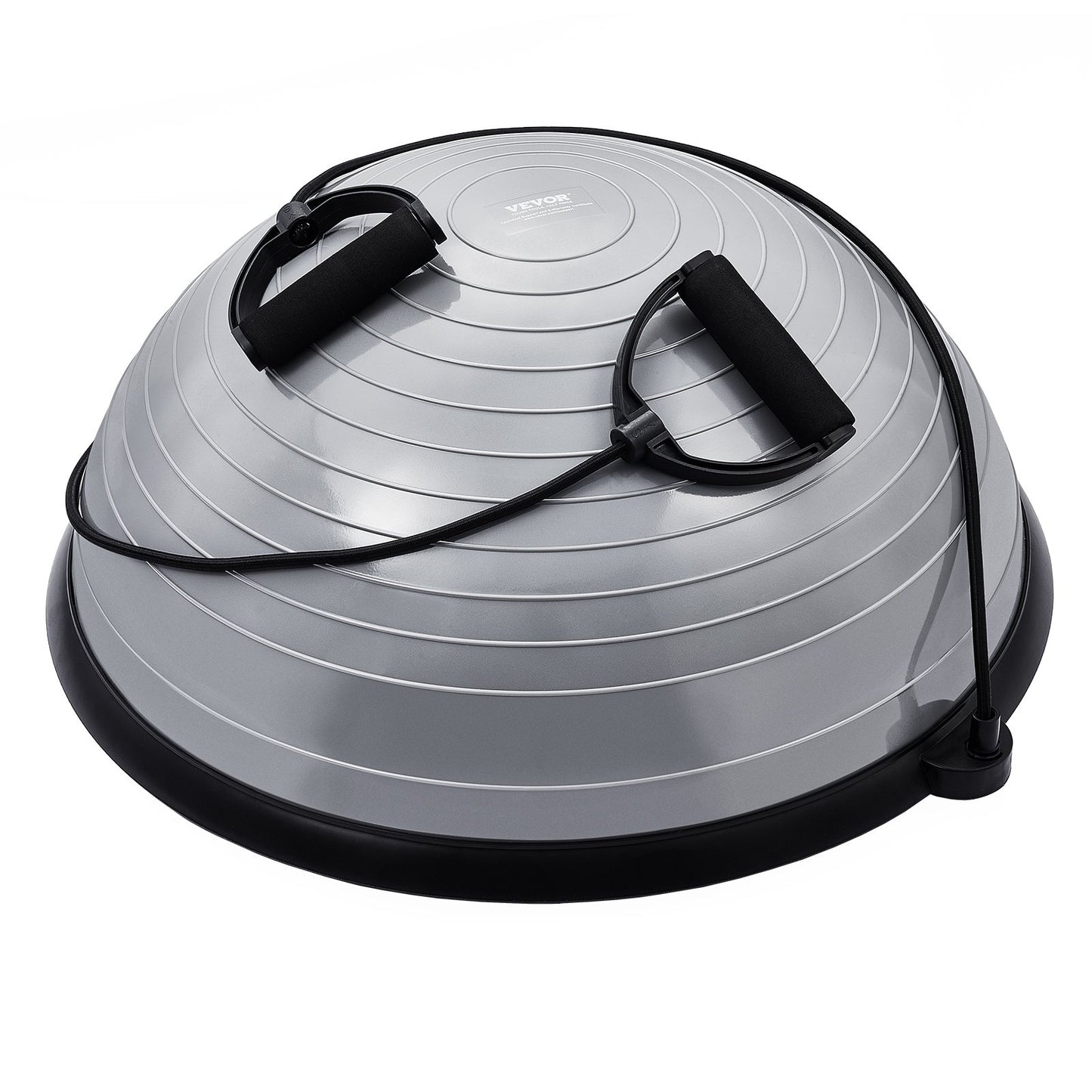 VEVOR Half Exercise Ball Trainer, 23 inch Balance Ball Trainer, 660lbs Capacity Stability Ball, Yoga Ball with Resistance Bands & Foot Pump, Strength Fitness Ball for Home Gym, Full Body Workout, Gray