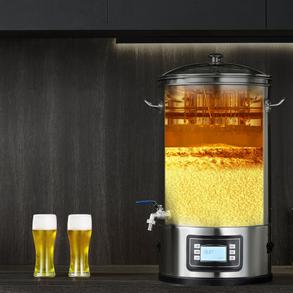 VEVOR Electric Brewing System, 8 GALLON Brewing Stock Pot, All-in-One Home Beer Brewer, 304 Stainless Steel Brewing Supplies with Panel, Includes Glass Lid, Handle, Spigot, Electronic Panel Control