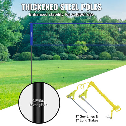 VEVOR Outdoor Portable Volleyball Net System, Adjustable Height Steel Poles, Professional Volleyball Set with PVC Volleyball, Pump, Carrying Bag, Heavy Duty Volleyball Net for Backyard, Beach, Lawn