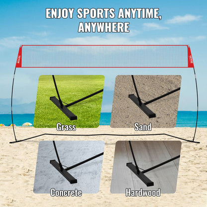 VEVOR Freestanding Volleyball Training Net for Indoor or Outdoor Use, Adjustable Height Portable Net System with Carrying Bag, Professional Volleyball Practice Trainer for Hitting or Serving Drills