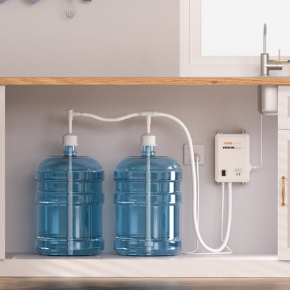 VEVOR Bottled Water Dispenser Pump System, 2x5 Gallon Dispensing System, Automatic Electric Water Dispenser, Double-Pipe Water Jug Pump, Compatible Use with Coffee/Tea Machine, Refrigerator, Ice Maker