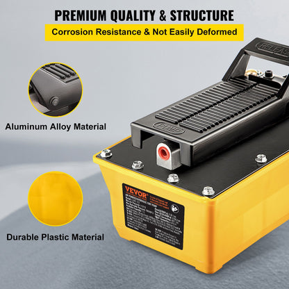 VEVOR Air Hydraulic Pump, 10,000 PSI Hydraulic Foot Pump, 0.6 Gal Reservoir Foot Operated Air/Hydraulic Pump, with Hose and Spray Gun for Heavy Machinery Rigging, Auto Repair, Auto Body Frame Machines