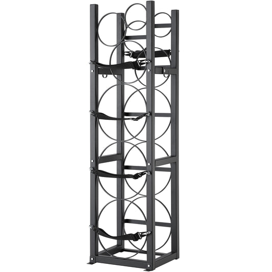 VEVOR Refrigerant Tank Rack, with 3 x 30lbs and Other 3 Small Bottle Tanks, Cylinder Tank Rack 12.79x12.99x47.12 in, Refrigerant Cylinder Rack and Holders for Freon, Gases, Oxygen, Nitrogen