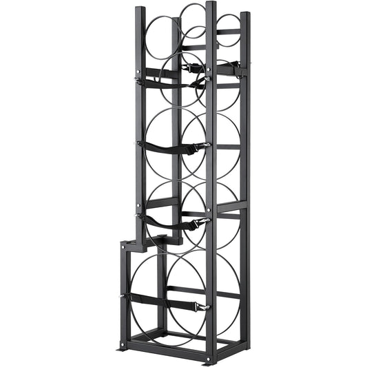 VEVOR Refrigerant Tank Rack, with 1 x 50lb, 2 x 30lb and Other 3 Small Bottle Tanks, Cylinder Tank Rack 15.55x12.99x49.8 in, Refrigerant Cylinder Rack and Holders for Freon, Gases, Oxygen, Nitrogen