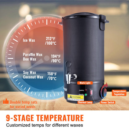 VEVOR Wax Melter for Candle Making 10Liter Electric Pot Commercial or Home Use