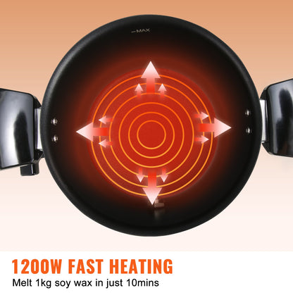 VEVOR Wax Melter for Candle Making, 5 Liter Large Electric Wax Melting Pot Easy Pour Spout, 4-level Temperature Control, Easy Clean for Candle Soap Cream Beauty Bulk Production Business or Home