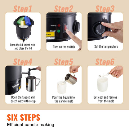 VEVOR Wax Melter for Candle Making 6.5Liter Electric Pot Commercial or Home Use