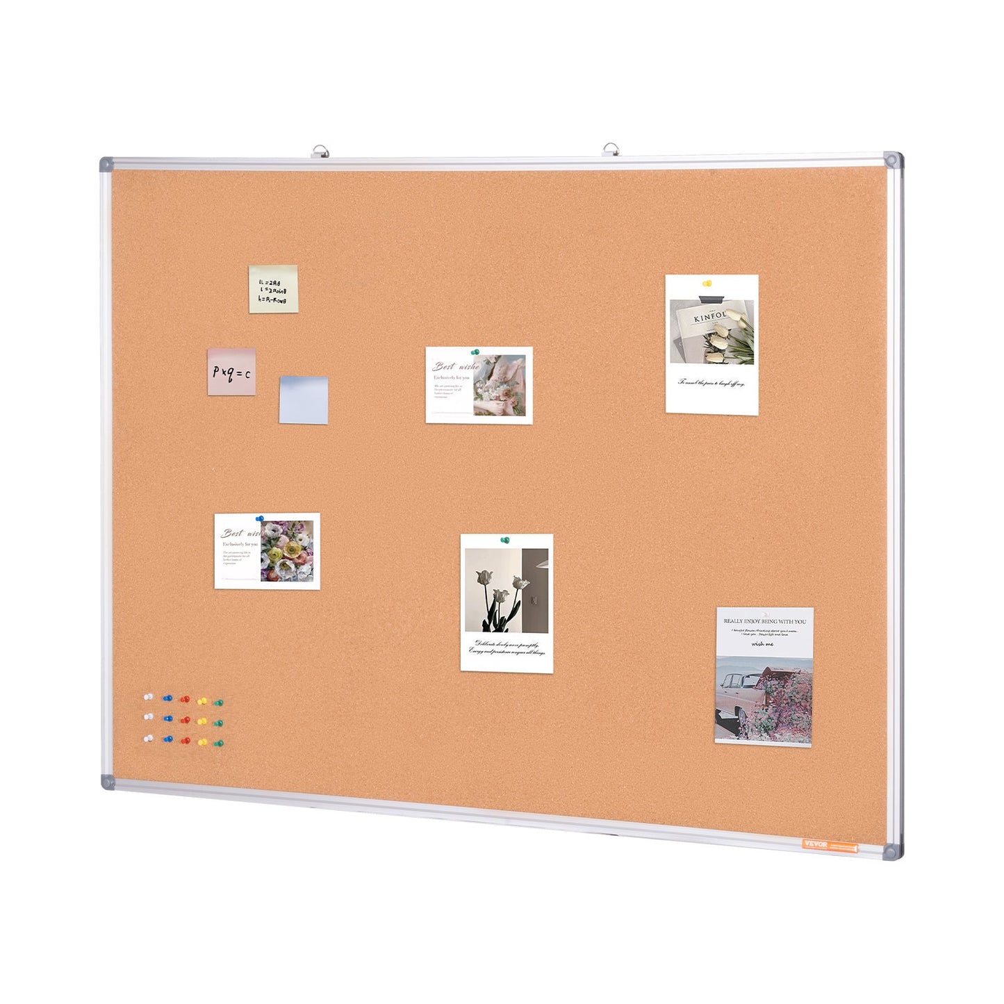VEVOR 48"x36" Large Cork Board – Wall-Mounted Bulletin Board with Pin Board – Perfect for School, Home, Office