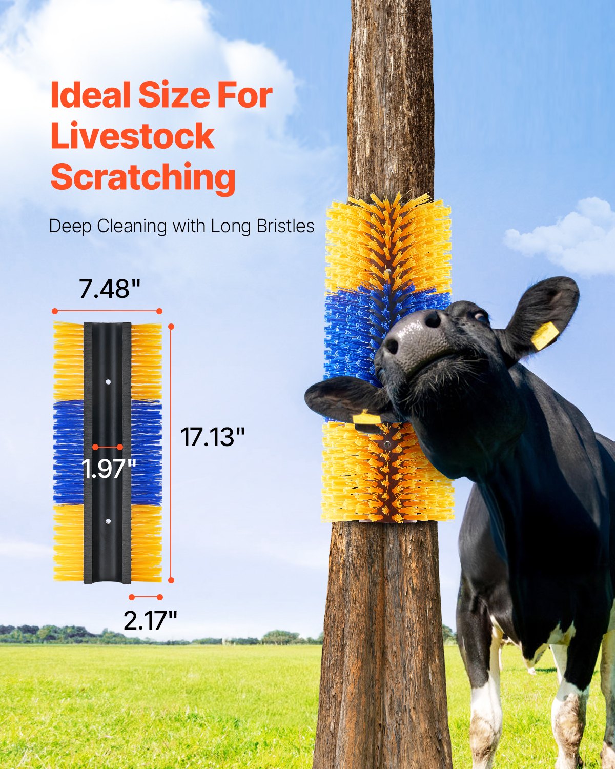 VEVOR Livestock Scratching Brush 2Pcs Itch Relief Horse Scratcher Brush 17.1 in