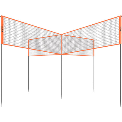 VEVOR 4-Way Volleyball Net, Adjustable Height Badminton Net Set for Backyard Beach Lawn, Outdoor Portable Volleyball Net with Carrying Bag, 4 Square Quick Assemble Game Set For Kids And Adults