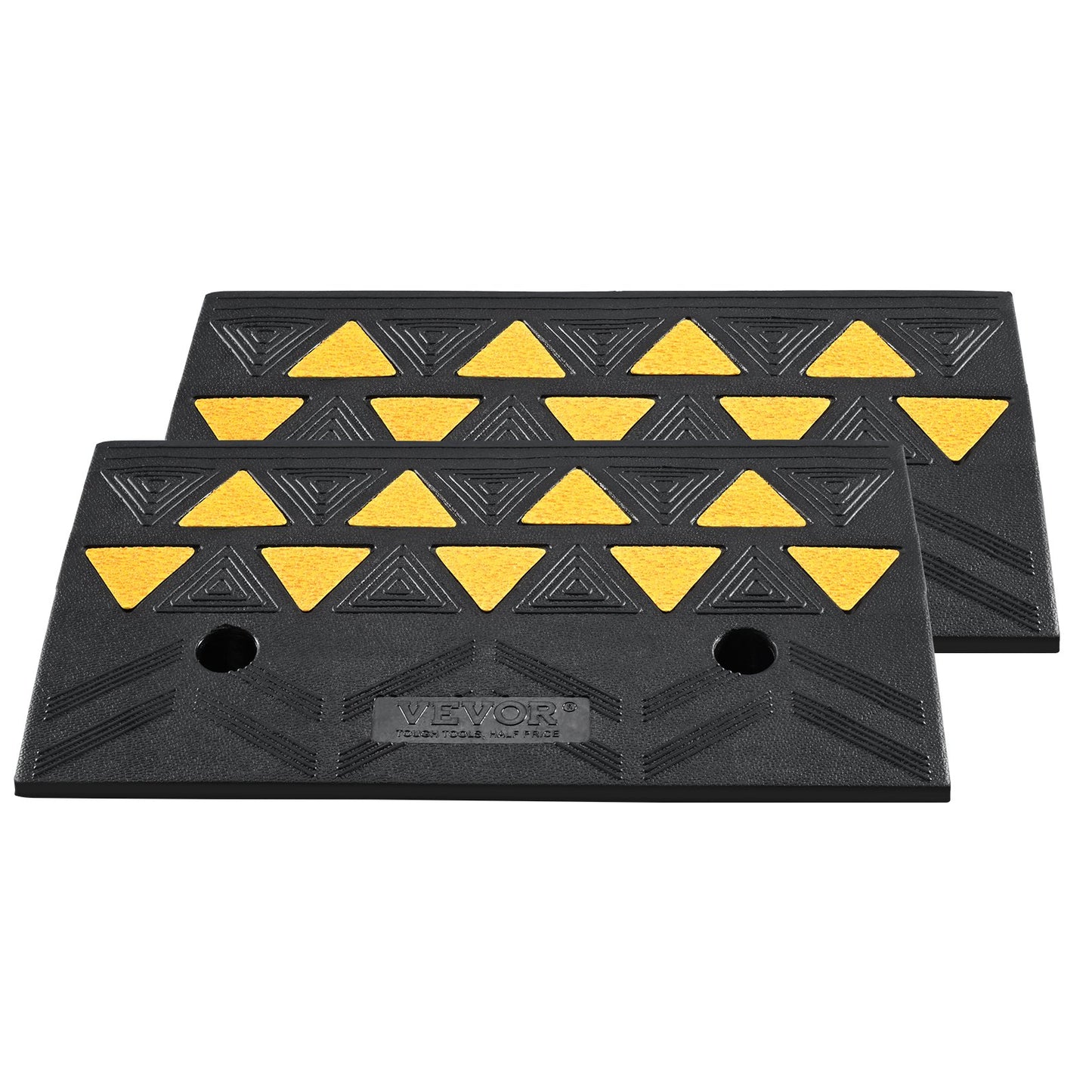VEVOR Rubber Curb Ramp 2 Pack, 11 cm Rise Height Heavy-Duty 15 tons Load Capacity Threshold Ramps, Driveway Ramps with Stable Grid Structure for Cars, Wheelchairs, Bikes, Motorcycles