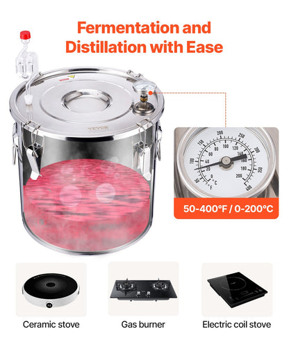 VEVOR Moonshine Still Water Alcohol Distiller 8Gal w/Thumper Keg & 8W Water Pump