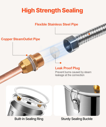 VEVOR Moonshine Still Water Alcohol Distiller 8Gal w/Thumper Keg & 8W Water Pump