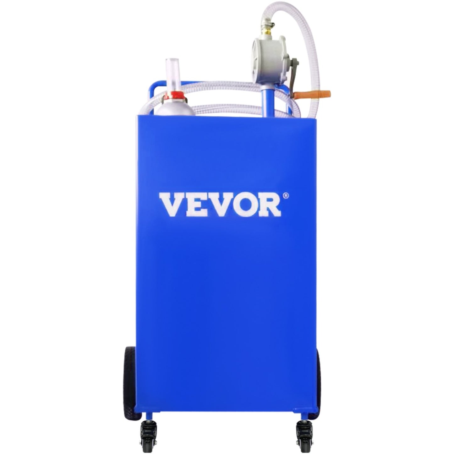 VEVOR 114L Fuel Caddy, Gas Storage Tank & 4 Wheels, with Manuel Transfer Pump, Gasoline Diesel Fuel Container for Cars, Lawn Mowers, ATVs, Boats, More, Blue