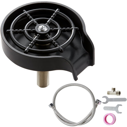 VEVOR Glass Rinser, 10 Powerful Spraying Jets Rotating Cup Rinser for Sink, Wearproof ABS Kitchen Sink Faucet Cup Washer & ABS Cup Holder for Baby Bottle, Glass Cup, Wine Glass (Black Base)