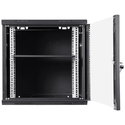 VEVOR 9U Wall Mount Network Server Cabinet, 39.37 cm Deep, Server Rack Cabinet Enclosure, 90.7 kg Max. Ground-mounted Load Capacity, with Locking Glass Door Side Panels, for IT Equipment, A/V Devices