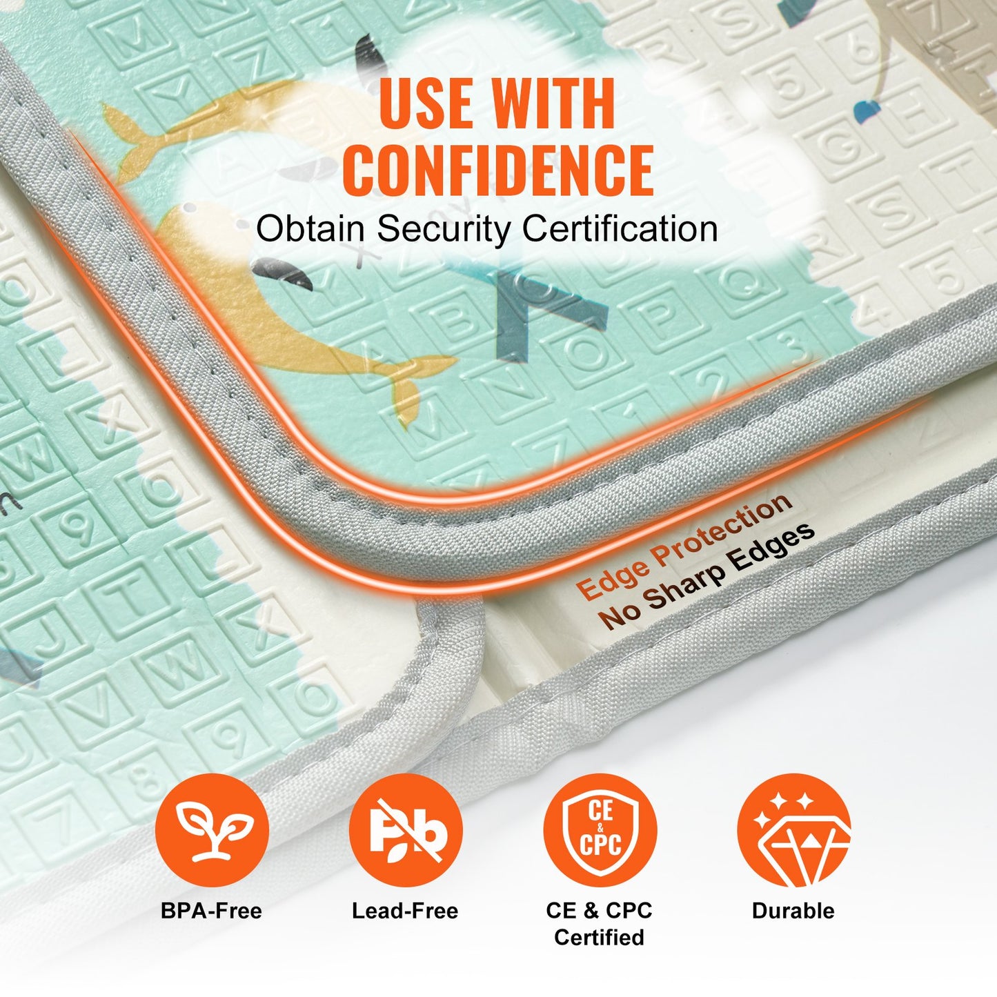 VEVOR Baby Play Mat, 71""x79"" Extra Large Baby Crawling Mat, Non-Slip One-Piece Foam Baby Playmat, Foldable Reversible Floor Mat with Travel Bag, Waterproof Activity Playmat for Babies Toddlers Infants