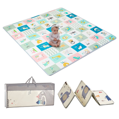 VEVOR Baby Play Mat, 71""x79"" Extra Large Baby Crawling Mat, Non-Slip One-Piece Foam Baby Playmat, Foldable Reversible Floor Mat with Travel Bag, Waterproof Activity Playmat for Babies Toddlers Infants
