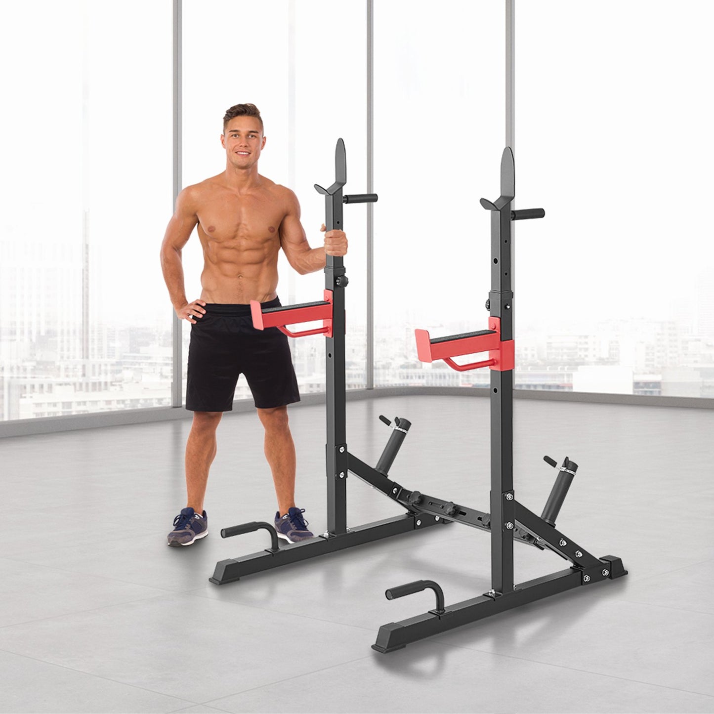 VEVOR Squat Power Rack Adjustable Heavy Duty Barbell Weight Bench Press Stand